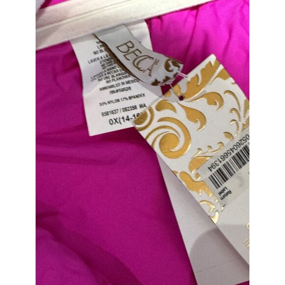 Becca Rebecca Virtue Sz 0X 14 16 Swimsuit Pink Strappy One Piece Plus Size New - Picture 6 of 6